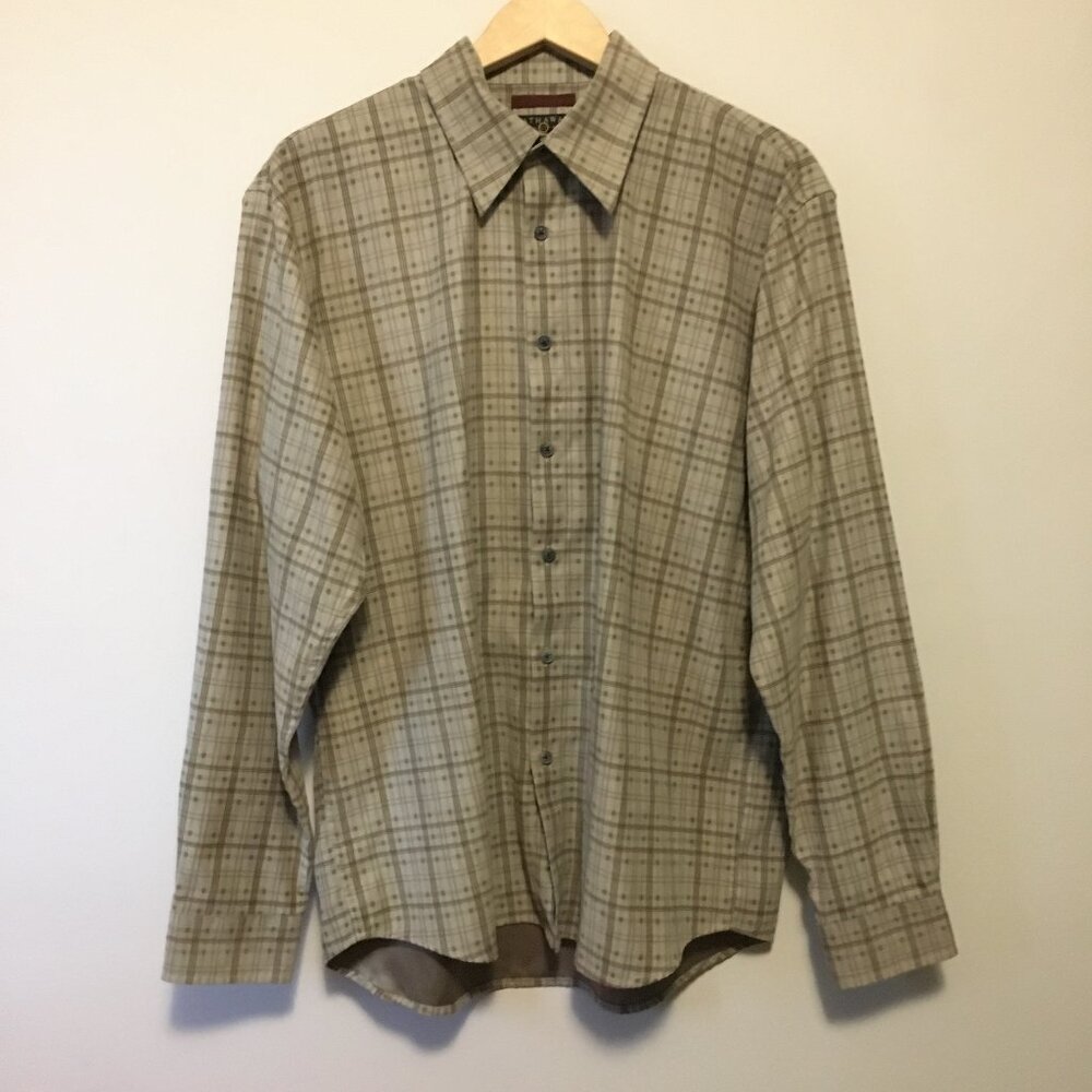 Hathaway Men's Faux Suede Plaid Button Down Shirt - Medium